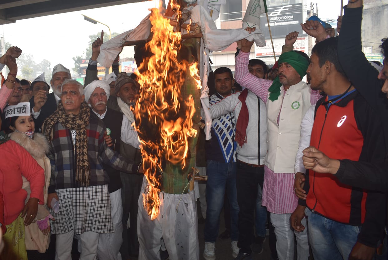 Farmers celebrated Betrayal Day by burning effigies