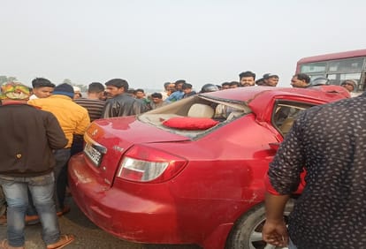 road accident in Jaunpur husband and wife killed after Car and roadways bus collided two injured including son
