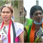 चेन्नई नगर निगम सीट से एआईएडीेएमके की उम्मीदवार जयदेवी (बाएं) और भाजपा की प्रत्याशी राजम्मा।
