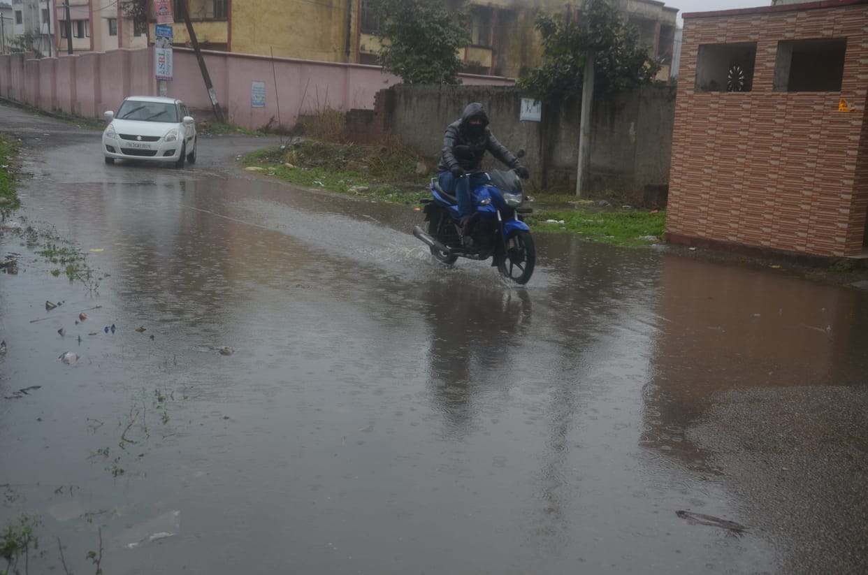 GMC road submerged in water due to rain