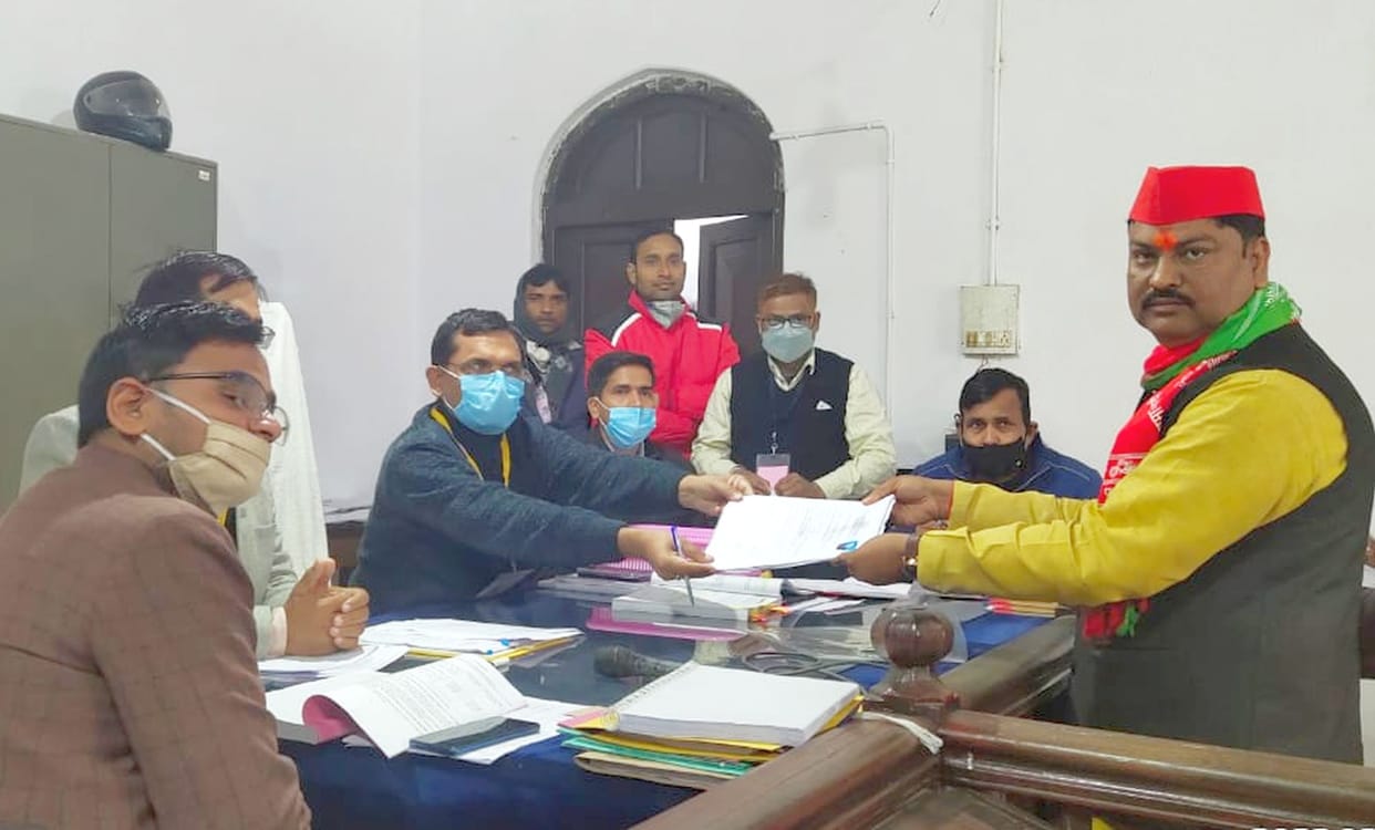 Three candidates filed nomination papers amid tight security