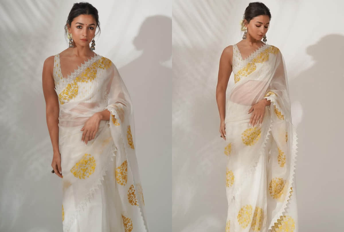 alia bhatt promote gangubai kathiawadi in white saree with retro look