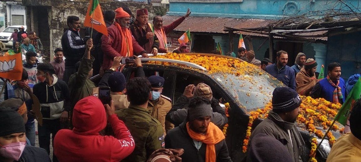 CM Dhami did a road show in Laldhang