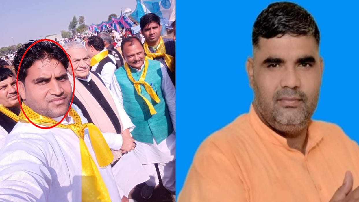 murder accused photos with bjp candidate during campaigning goes viral in mathura
