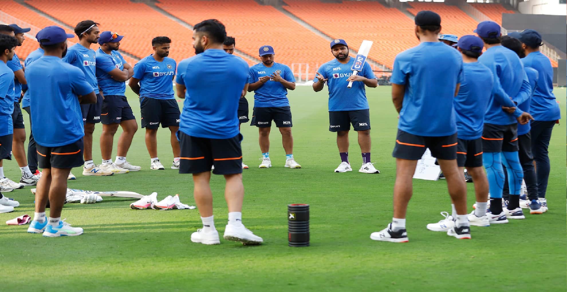 Ind vs wi 1st odi Indian team first full training session photos ahead of West Indies ODIs rohit sharma takes charge and virat kohli looks happy