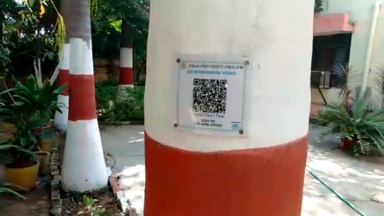 First such university of MP: Barcode, tree name, importance and utility will be available on trees in Jiwaji University