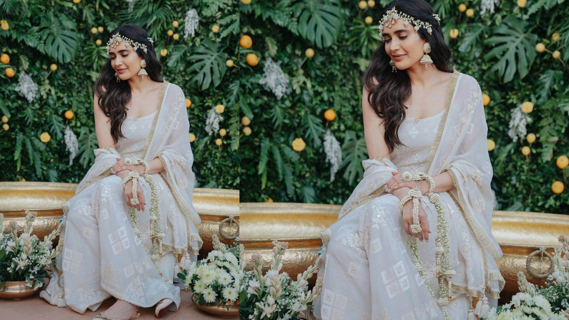 karishma tanna sharara suit and haldi photos and suit price
