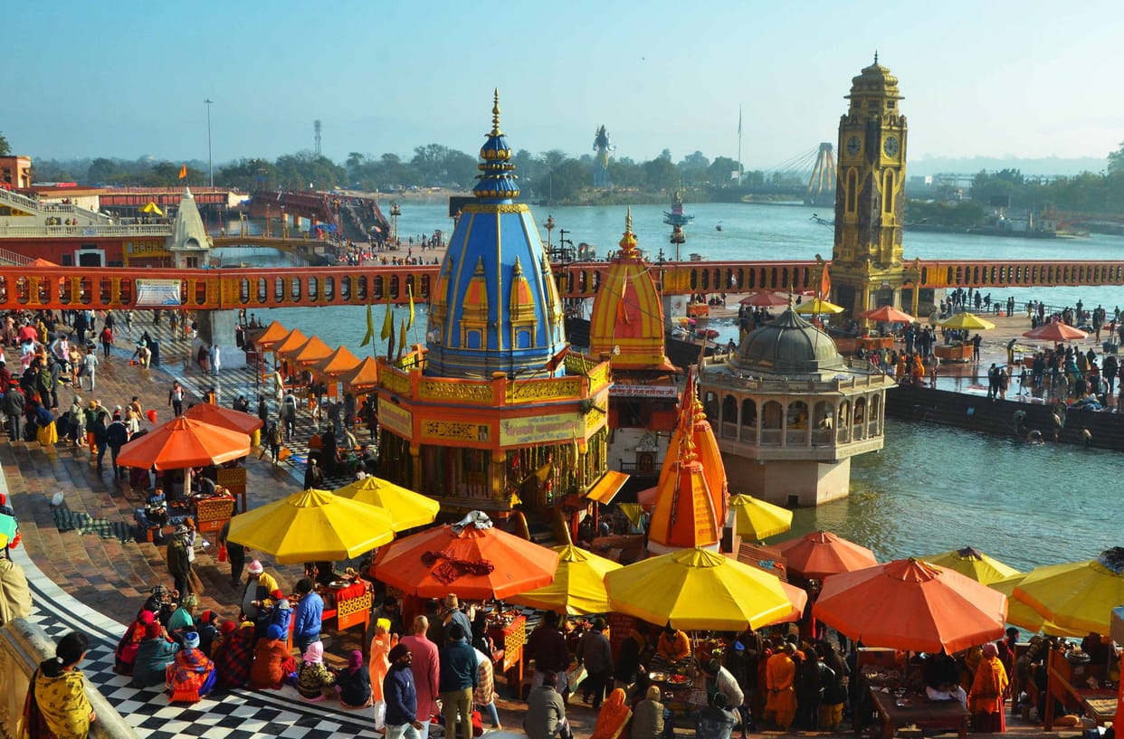 Taking a dip in the Ganges on Vasant Panchami