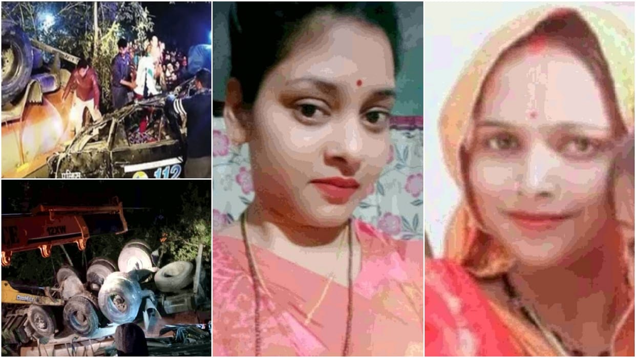 Big Road Accident In Unnao Tanker overturns on PRV in Unnao, three policemen killed