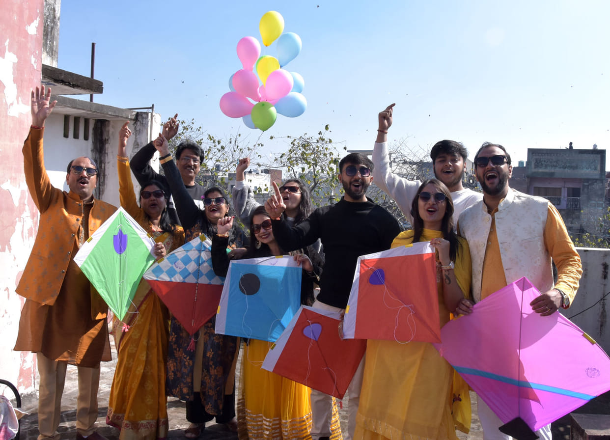 Worship of Maa Saraswati, kite flying