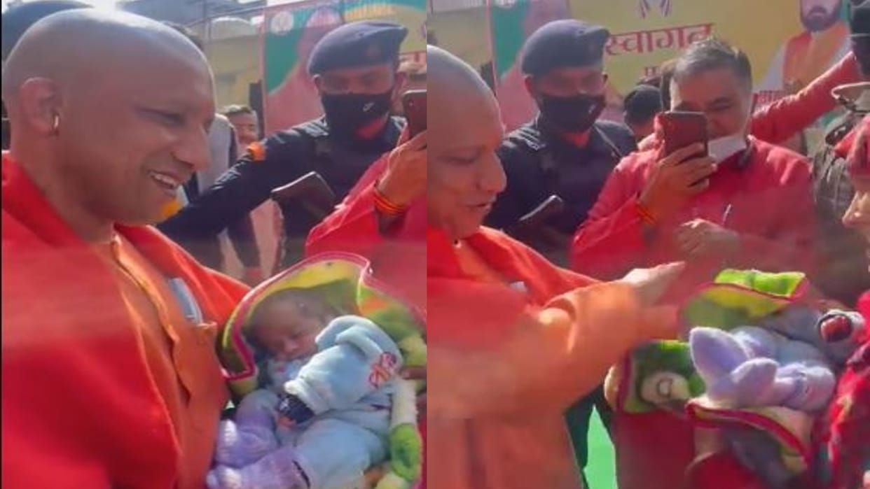 Yogi Adityanath blessed the child of Muslim woman by taking her in her arms in Agra