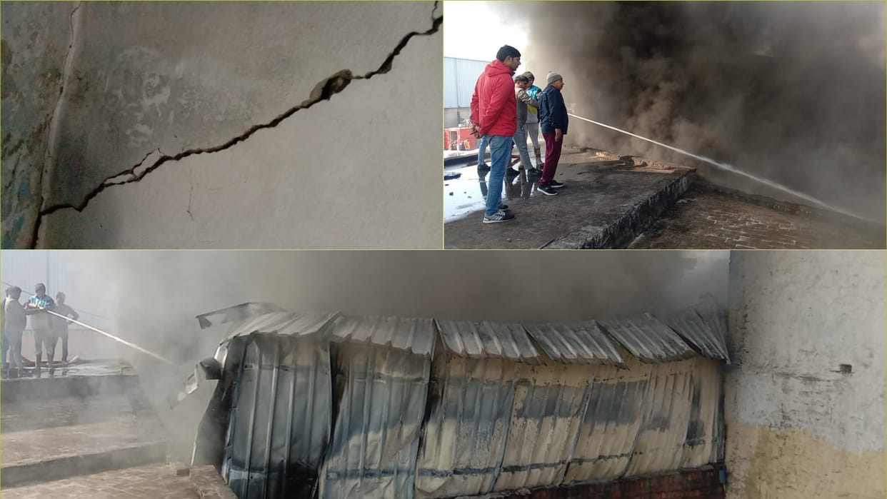 Fire breaks out in plastic grain warehouse in Rai of Haryana