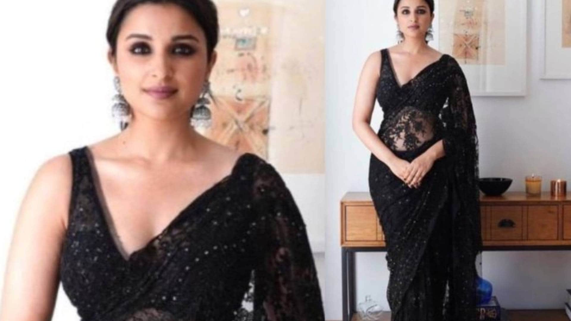 Black Saree Tips how to wear black saree like bollywood actress Parineeti Chopra and Anita Hassanandani