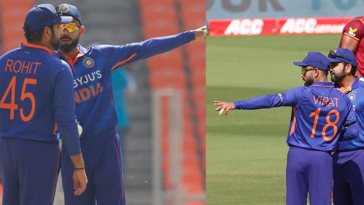 IND vs WI 1st ODI Rohit Sharma and Virat Kohli bonding was seen in first ODI Against West Indies in Narendra Modi Stadium Ahmedabad watch video