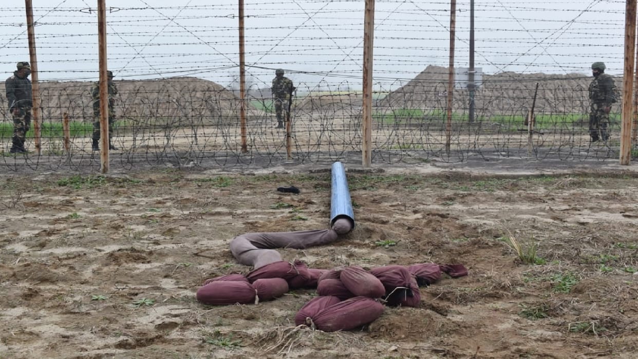 first attempt to smuggle drugs through pipe from across the border in Samba sector