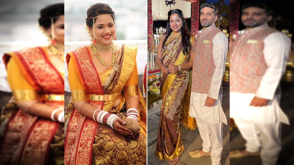 Actress Sameera wears her wedding saree after 8 years, shares pic with husband Akshai