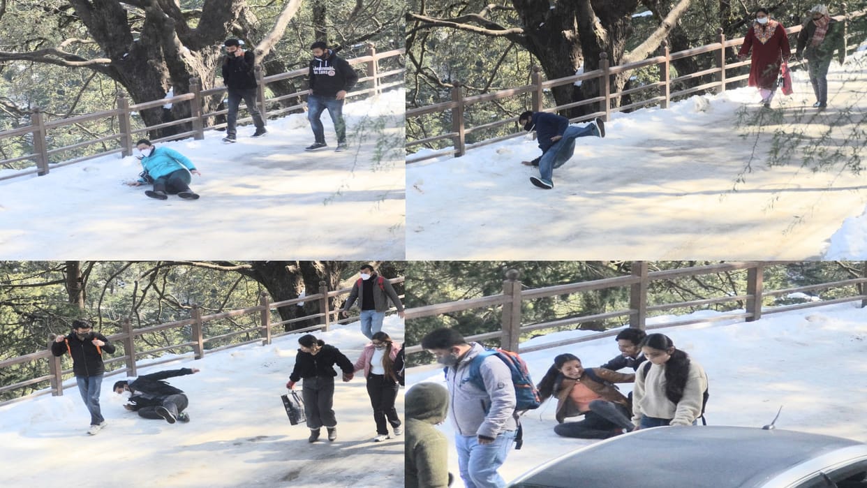 slippery snow created trouble in Shimla: People reached the destination falling and slipping, see pictures