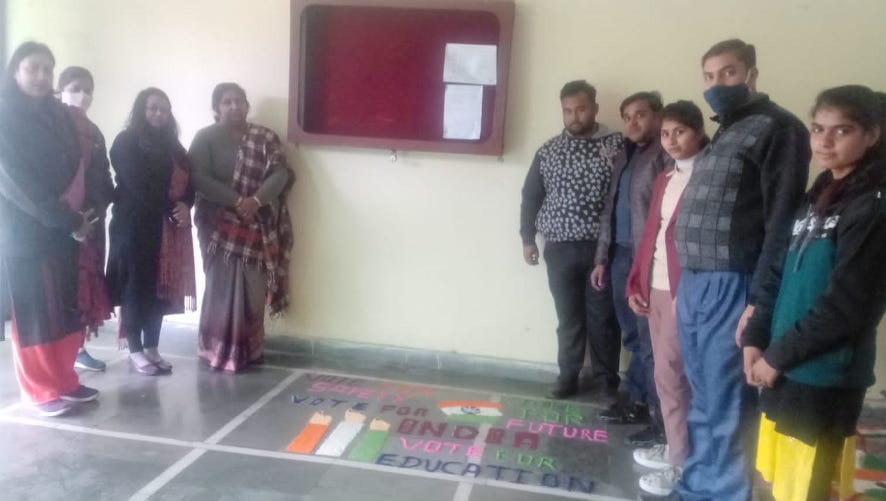 Voters made aware by making Rangoli