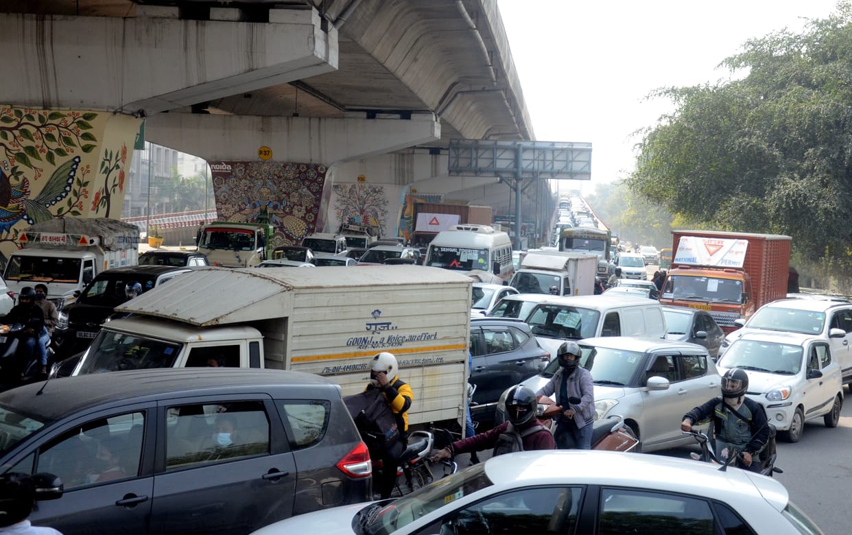 People light up due to jam on elevated road