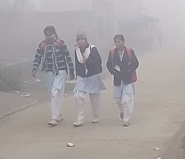 Students reached school chilling in the cold