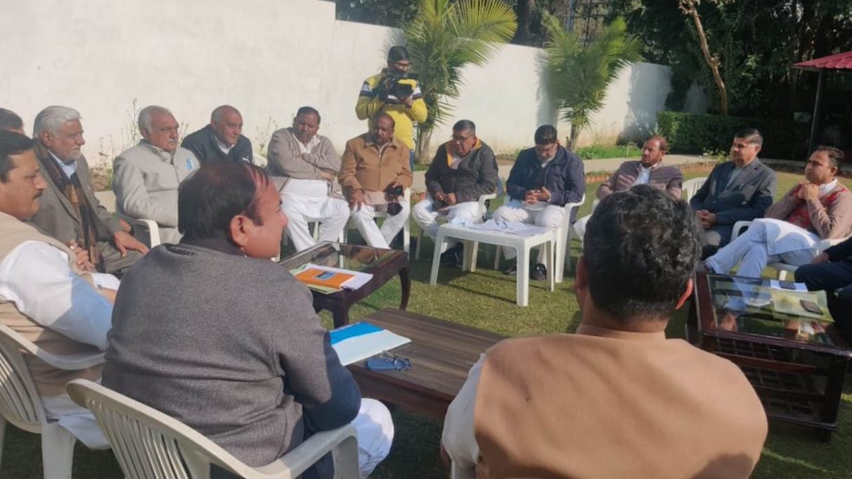 Leader of Opposition Bhupinder Singh Hooda holds a meeting of Congress Legislative Party in Chandigarh
