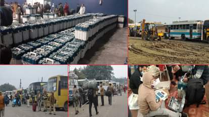 मतदान केंद्रों के लिए रवाना होतीं पोलिंग पार्टियां