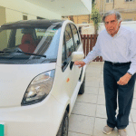 Ratan Tata with Tata Nano Electric Car