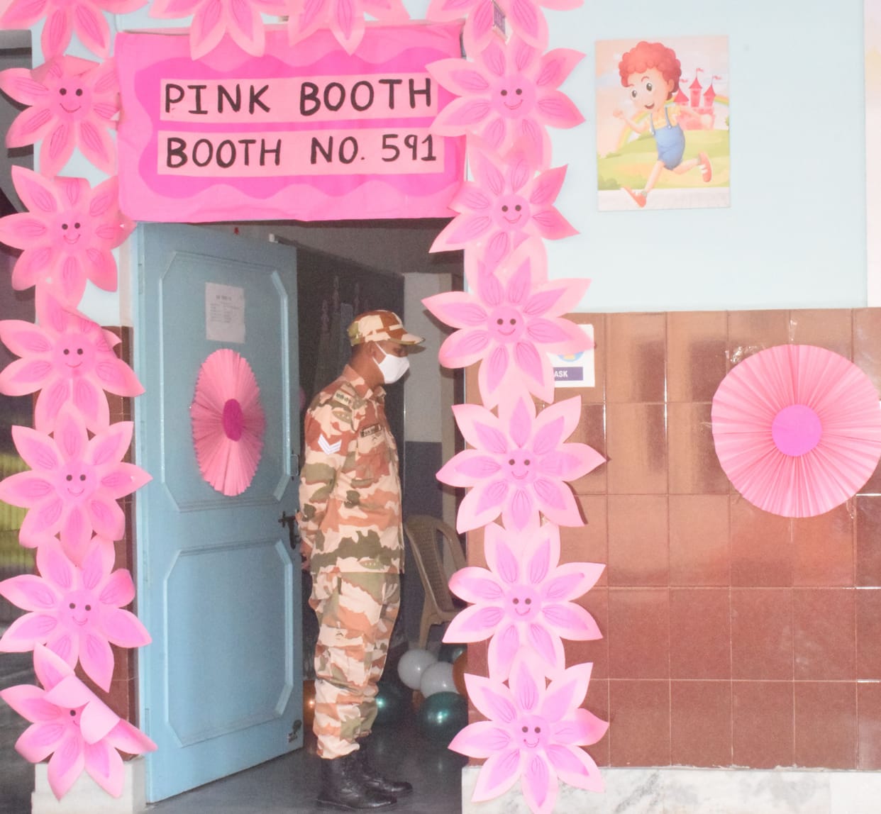 Models and pink booths are equipped with facilities