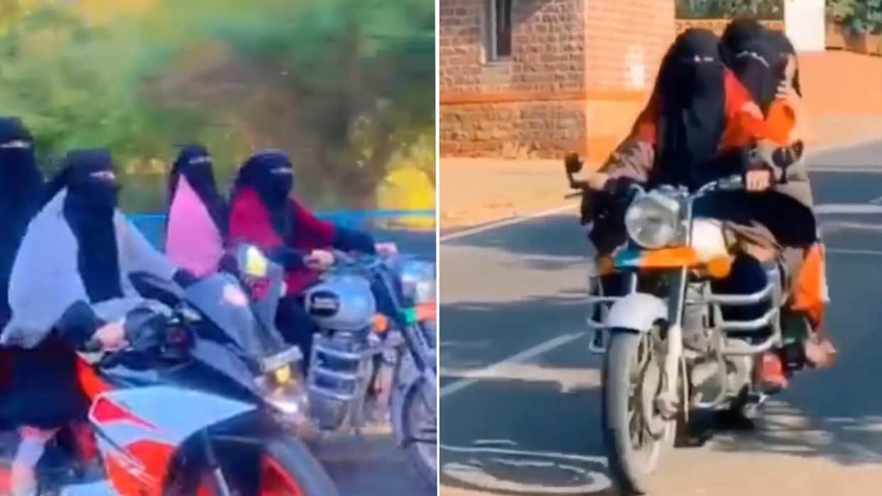 Entry of 'Bullet' in Hijab Controversy: Women ride bikes without helmets on VIP Road, Congress raises questions on BJP