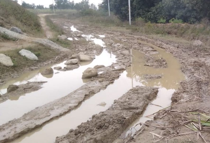 Waterlogging disrupted movement on Mandawali-Gamdi road