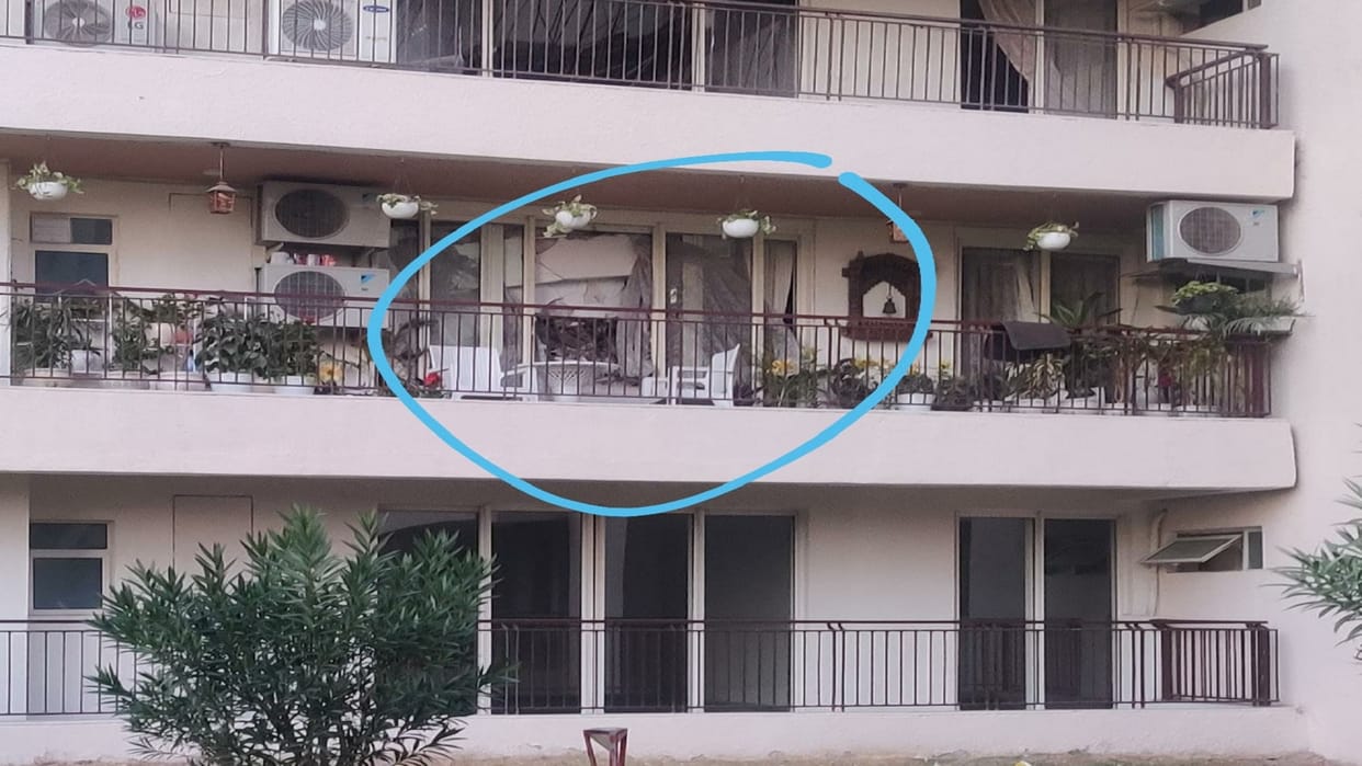 Portion of roof of an apartment in Chintels Paradiso housing complex collapse