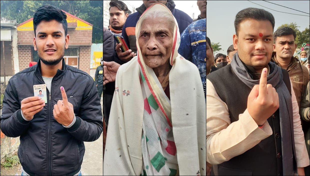 People actively participating for voting in Aigarh during UP assembly election phase one