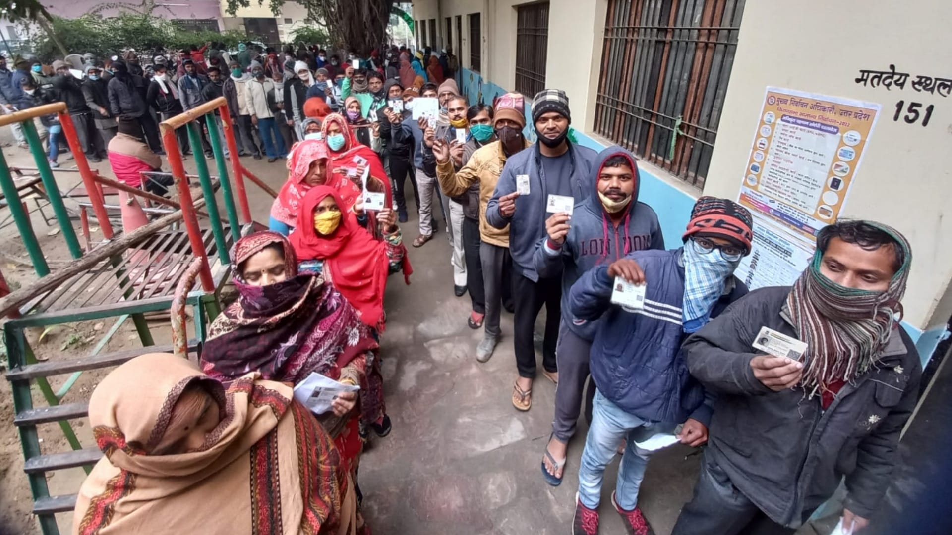UP Election 2022 long queues excited voters outside polling booths see photos of 11 districts