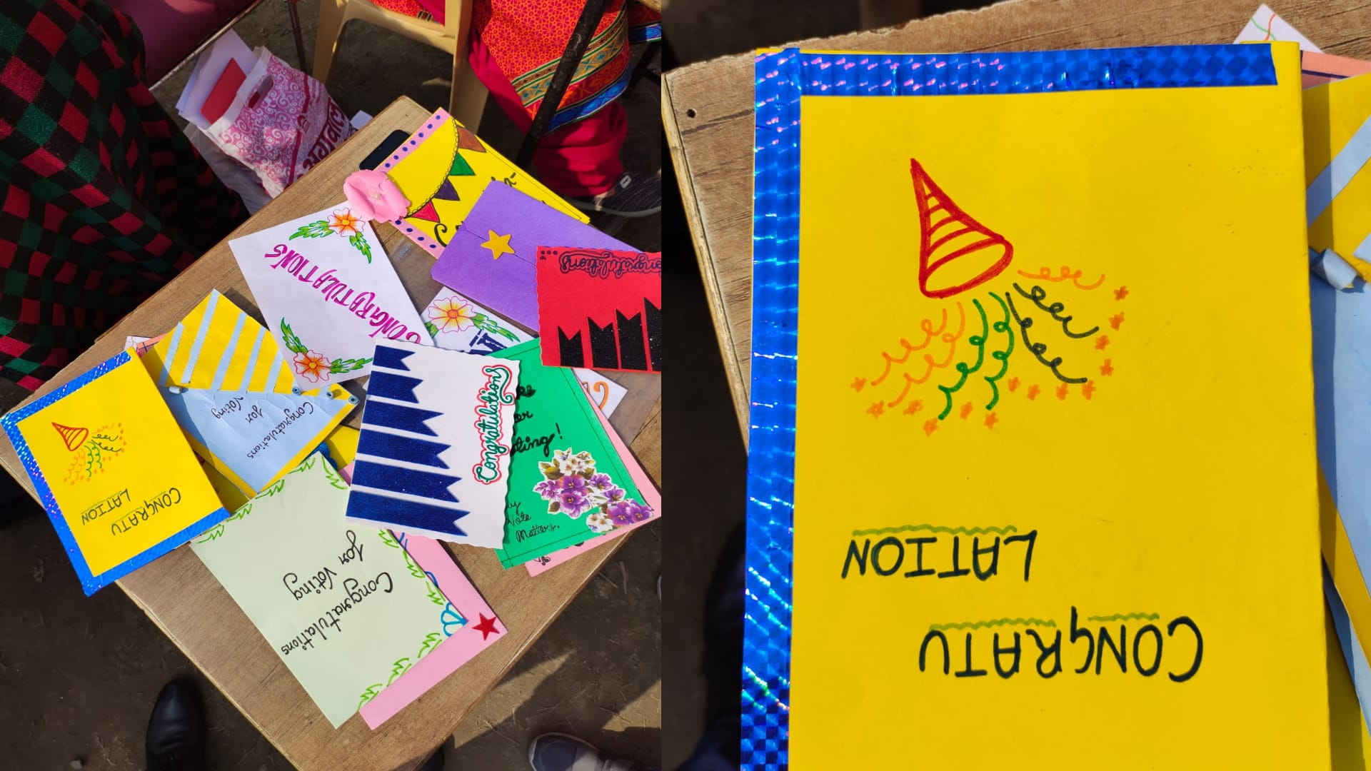 UP Election 2022 Noida children made card and posters to aware voters