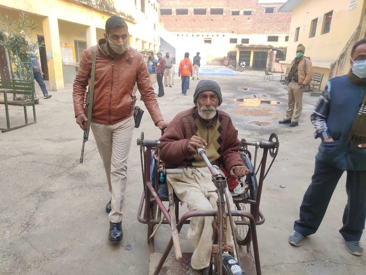 Elderly and handicapped were taken care of at the polling stations