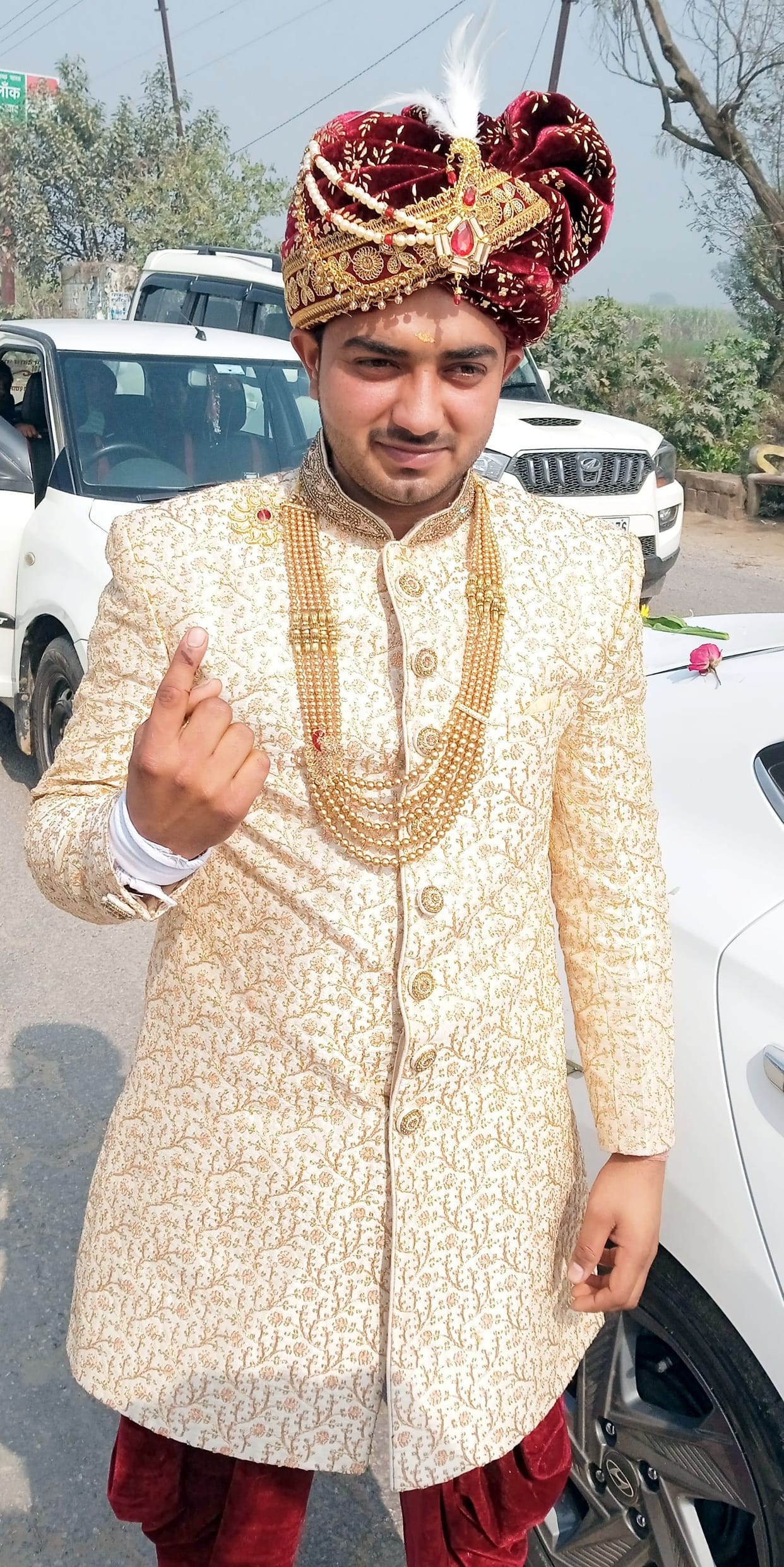 Voted first, then the groom left with the procession