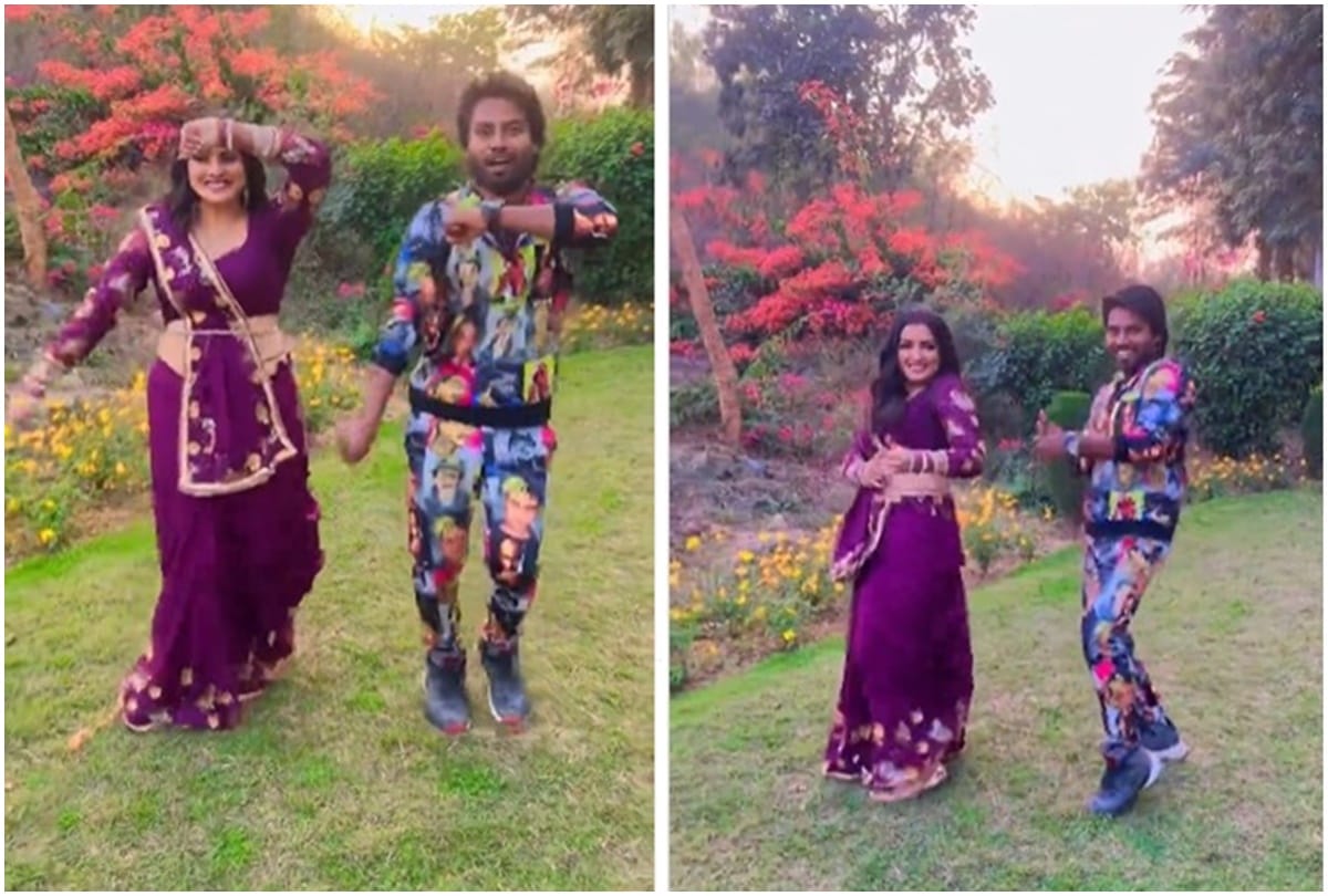 Bhojpuri: Amrapali Dubey was seen dancing on social media tread kaccha badam in saree
