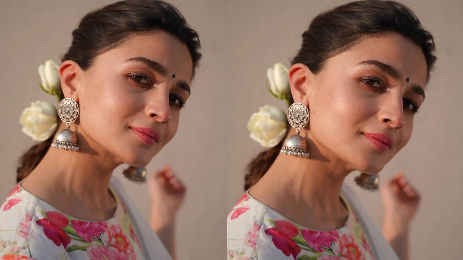 Alia Bhatt White Floral Saree Photos And Price Wore For Gangubai Kathiawadi Promotion
