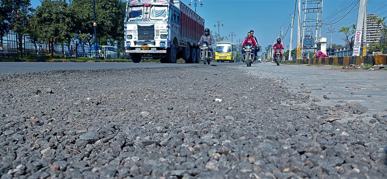 The road built two months ago was broken, now patchwork, Kurukshetra