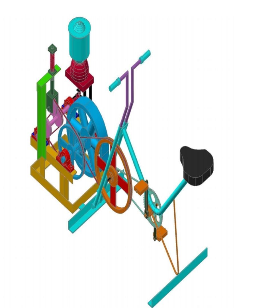 Made an exercise cycle to grind spices and generate electricity