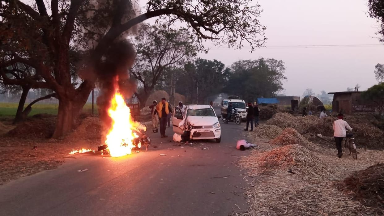fire on bike