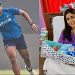 शिवम दुबे और बेटे के साथ उनकी पत्नी अंजुम खान