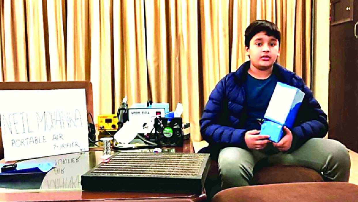 12 year old boy of delhi made portable air purifier
