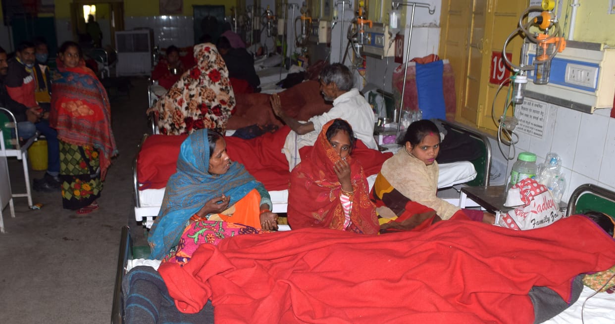 Bed full in district hospital, patient suffering