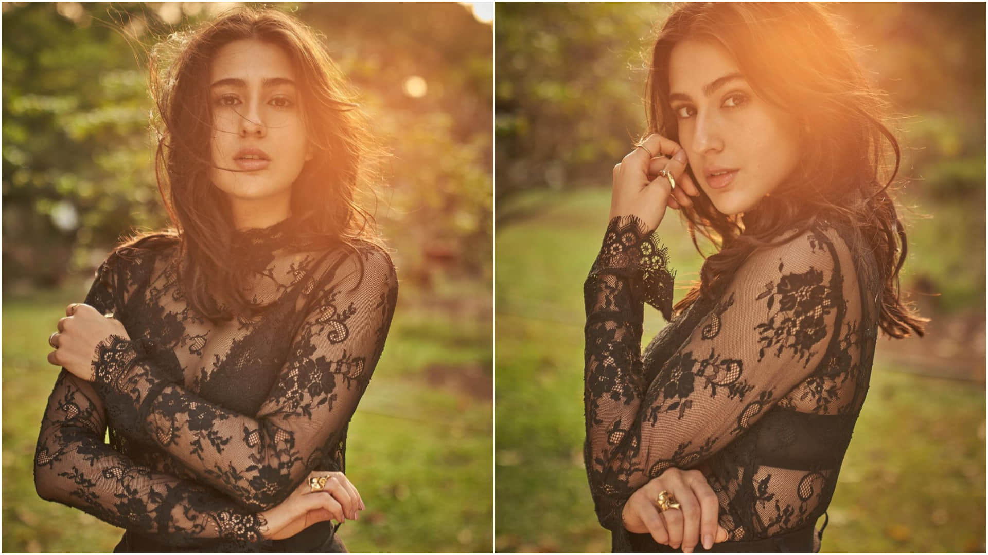 sara ali khan black lace dress in latest photoshoot