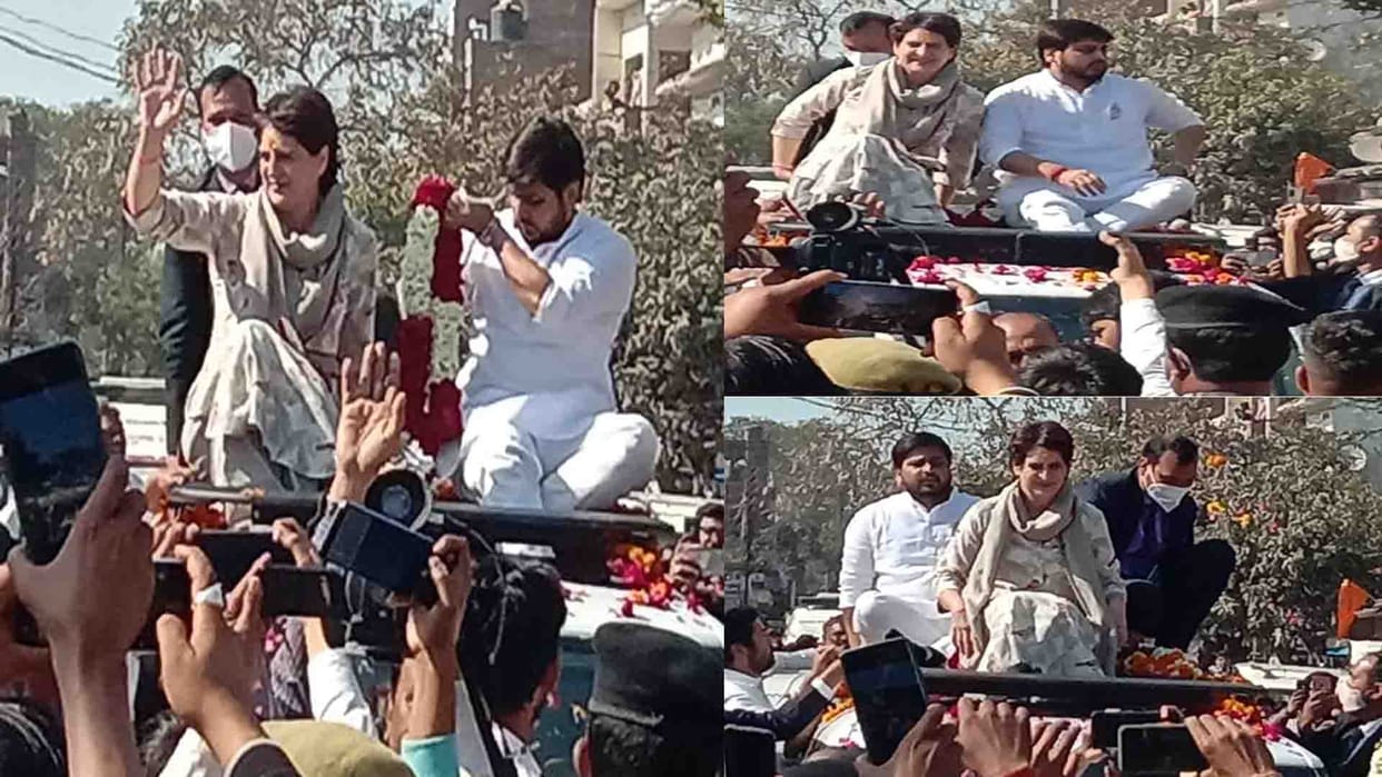 UP Chunav 2022: Roadshow of Priyanka Gandhi in Hamirpur