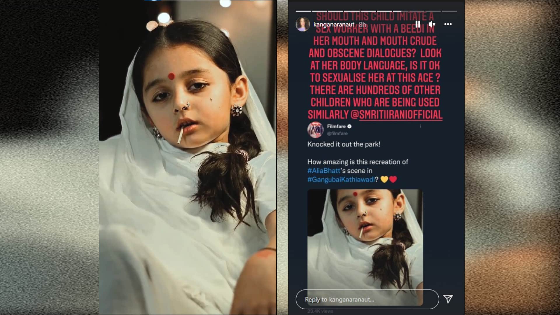 gangubai kathiawadi kangana ranaut over alia bhat reel follower girl asked a serious question is this okay seeing the attitude of the little girl