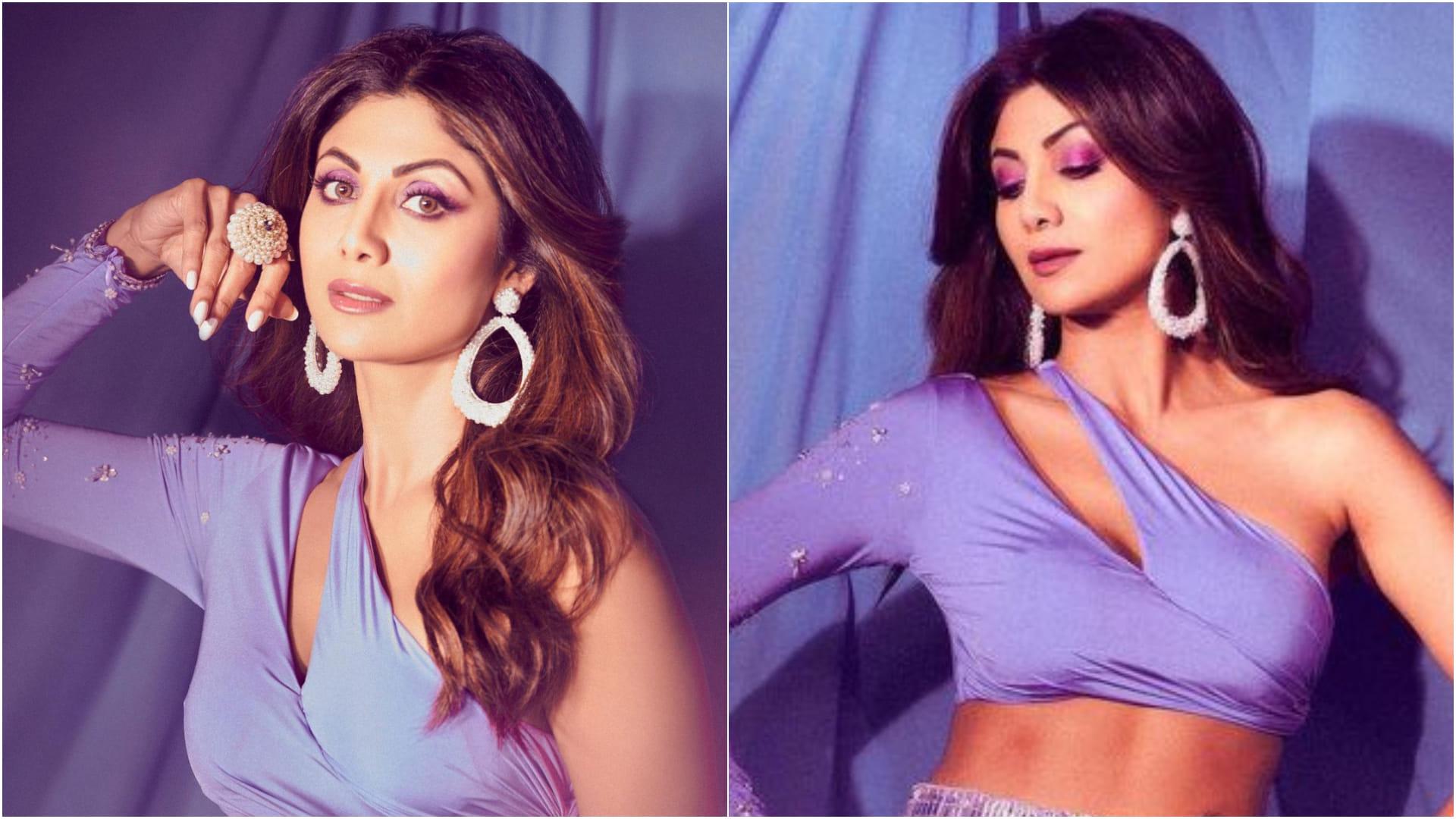shilpa shetty looks stunning in 4 lakh lavender lehenga