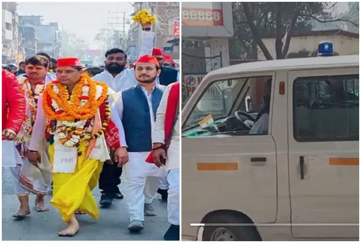 UP election 2022 varanasi nomination for seventh phase voting see Glimpses somebody came barefoot and candidates on ambulance see  unique style
