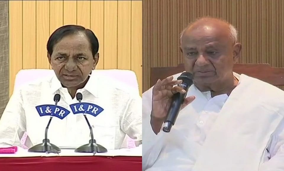 Former PM HD Deve Gowda meets Telangana CM K Chandrasekhar Rao